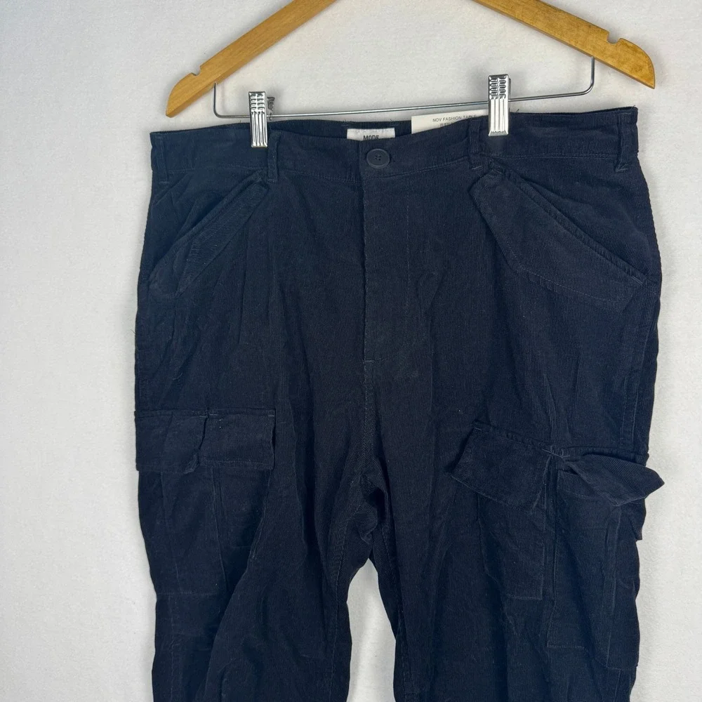 Mode of One Mens Relaxed Fit Tapered Cargo Pants Black 34 100197732MN FA24 NEW